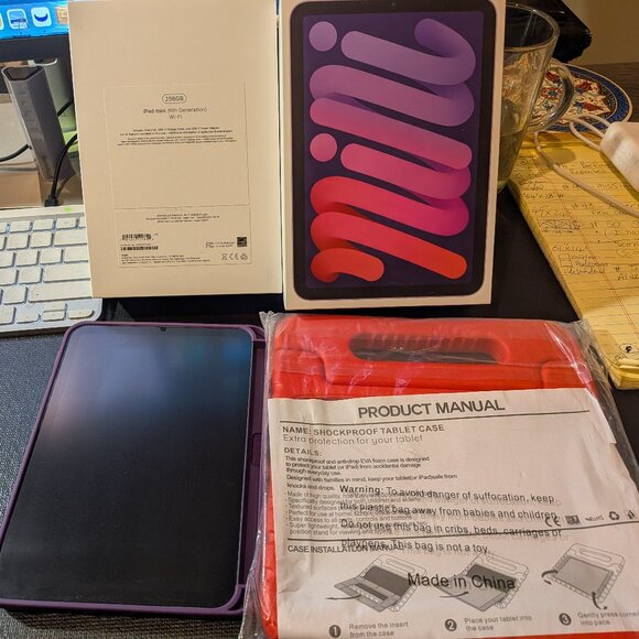 iPad mini 6GEN /256GB (purple) with box + origami case + paperlike and more - Picture 1 of 10